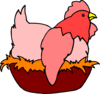 Red Chicken In A Nest Clip Art